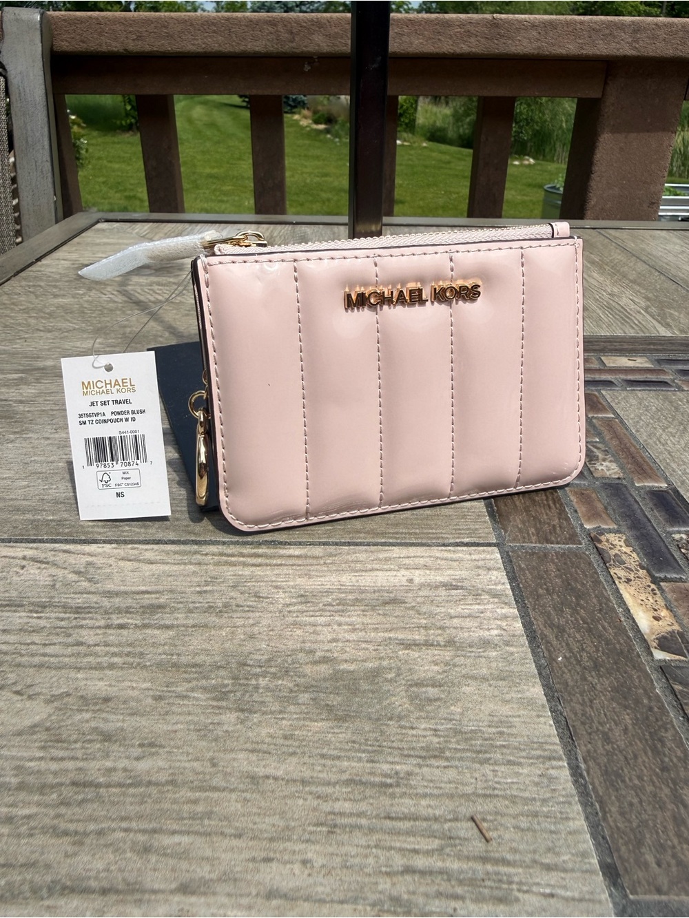 NWT Michael Kors Jet Set Travel Small Patent Coin Purse Powder Blush
